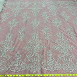 Beaded Lace Fabric Embroidered on Polyester Net Mesh