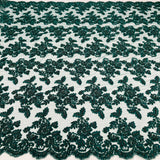 Beaded Corded Bridal Lace Fabric