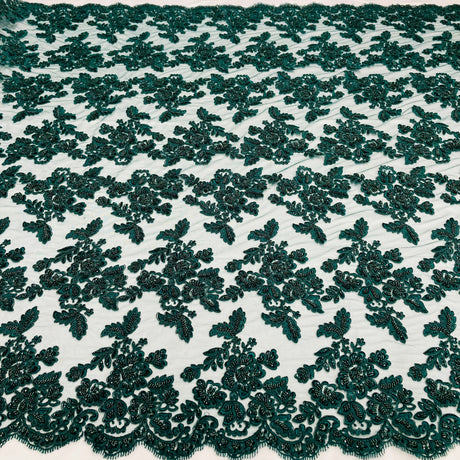 Beaded Corded Bridal Lace Fabric