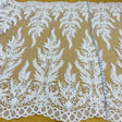 Exquisite Bridal Elegance Beaded Corded Embroidered Lace Fabric - White, Ivory, Silver, Gold, 51" Width (1 Yard)