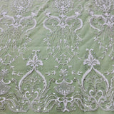 Beaded Lace Fabric on Polyester Net Mesh