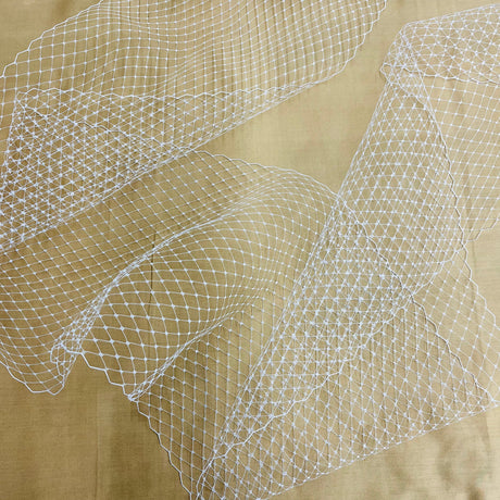Bandeau Veil Tulle Mesh Fabric - White, Ivory, Black, 9" Width (By The Yard)