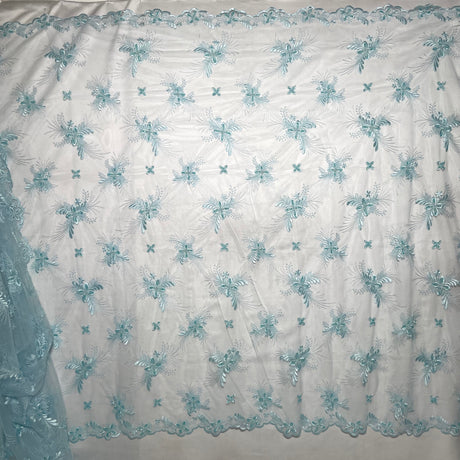 Beaded Embroidered Lace Mesh Fabric