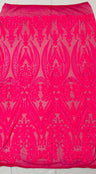 Big Sequin Damask Polyester Fabric - Damask Sequin Mesh, 54" Width (1 Yard)
