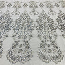 Beaded Lace Fabric on Polyester Net Mesh