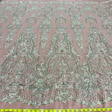 1 Yard Beaded Lace Fabric Embroidered on 100% Polyester Net Mesh