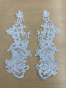 Beaded Corded Floral Lace Applique 100% Polyester Net Mesh 10" x 3.5"