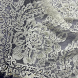 3 Yards Beaded Chantilly Embroidered Lace Fabric with Eyelash Scallop