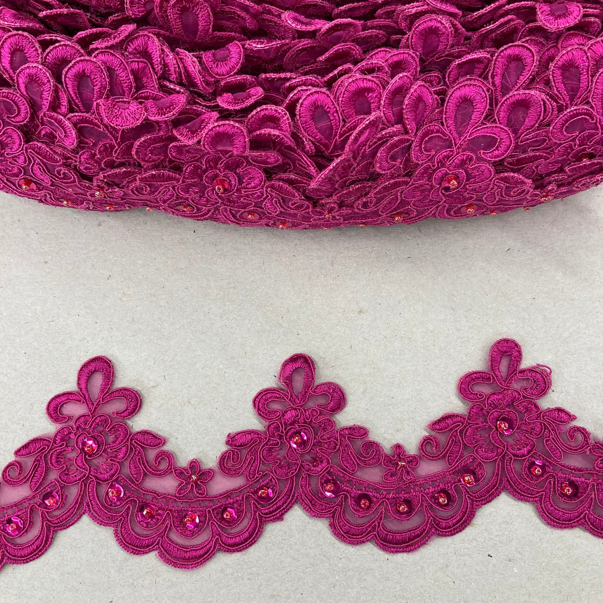 Beaded Lace Trimming on Polyester Organza