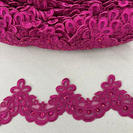 Beaded Lace Trimming on Polyester Organza