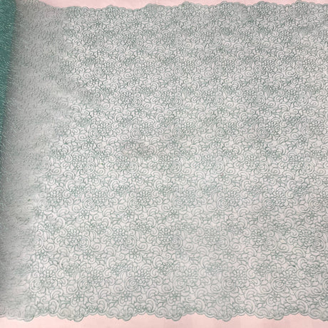 Embroidered Lace Turquoise Mesh