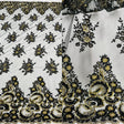 Beaded Sequined Lace Fabric on Polyester Mesh