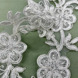 Beaded Corded Lace Applique on Polyester Organza