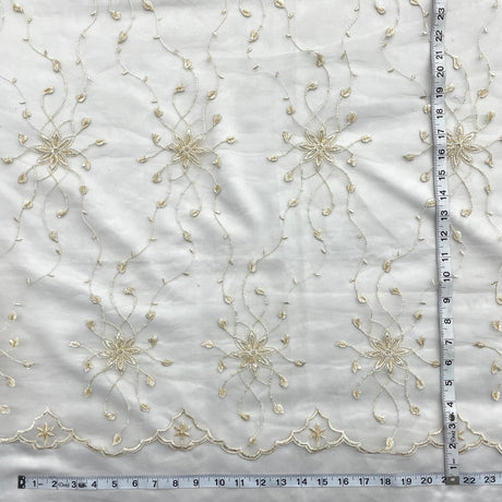 Beaded Lace Fabric on Polyester Net Mesh