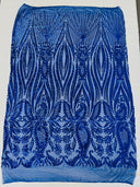 Paisley Sequin Design 4 Way Stretch Mesh Fabric - Nude Paisley Embroidered Iridescent Sequins, 48-50" Width, 36" Length (1 Yard)