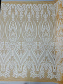 Big Sequin Damask Polyester Fabric - Damask Sequin Mesh, 54" Width (1 Yard)