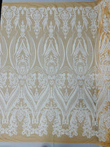 Big Sequin Damask Polyester Fabric - Damask Sequin Mesh, 54" Width (1 Yard)