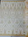 Big Sequin Damask Polyester Fabric - Damask Sequin Mesh, 54" Width (1 Yard)