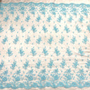 Embroidered Corded Bridal Lace Turquoise