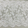 Double Sided Beaded & Corded Lace Trim Polyester Fabric - Embroidered Couture Lace, 14.5" Width (1 Yard)