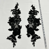 Beaded Corded Floral Lace Applique 20" x 5.5"