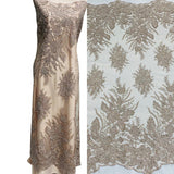 1 Yard Beaded Lace Fabric Embroidered on 100% Polyester Net Mesh – 48" Wide