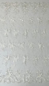 Valentina Embroider Floral Lace Polyester Fabric - Corded Floral Embroidery With Sequins, Mesh Lace, Double Scallop Edge, 50-54" Width (1 Yard)