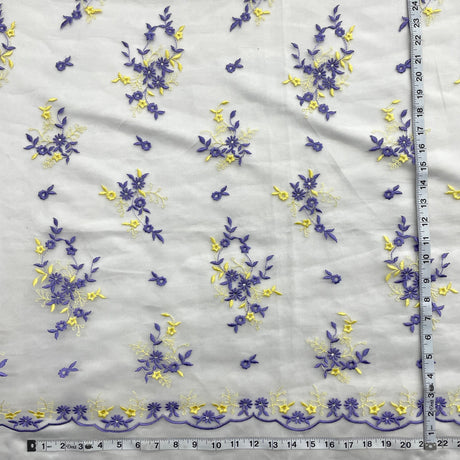 Beaded Lace Fabric on Polyester Net Mesh 54"