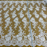 1 Yard Corded Bridal Lace Fabric Embroidered on Polyester Net Mesh