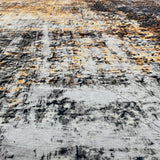 Yellow Gray Multicolor Print Vintage Design Printed Rug Fabric - Multi Vintage Print, 7'6" X 10'3" (1 Piece)