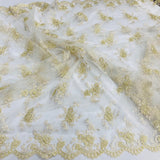 Corded Bridal Lace Fabric on Polyester Net Mesh