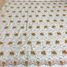 1 Yard Deluxe Beaded and Corded Bridal Lace Fabric Embroidered on Polyester Net Mesh