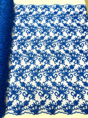 Estrella Corded Flowers Embroider With Sequins Mesh Lace Fabric - Floral Embroidered, Double Scallop, 50-54" Width, 36" Length (1 Yard)