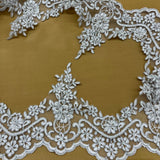Beaded Corded Floral Lace Trim 6"