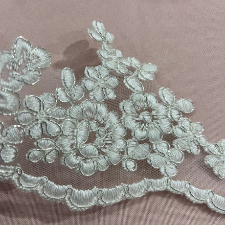 Corded Lace Trim 4 Inch Embroidered Polyester Net Mesh
