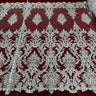 1 Yard Exquisite Bridal Lace Fabric Embroidered on 100% Polyester Net Mesh White