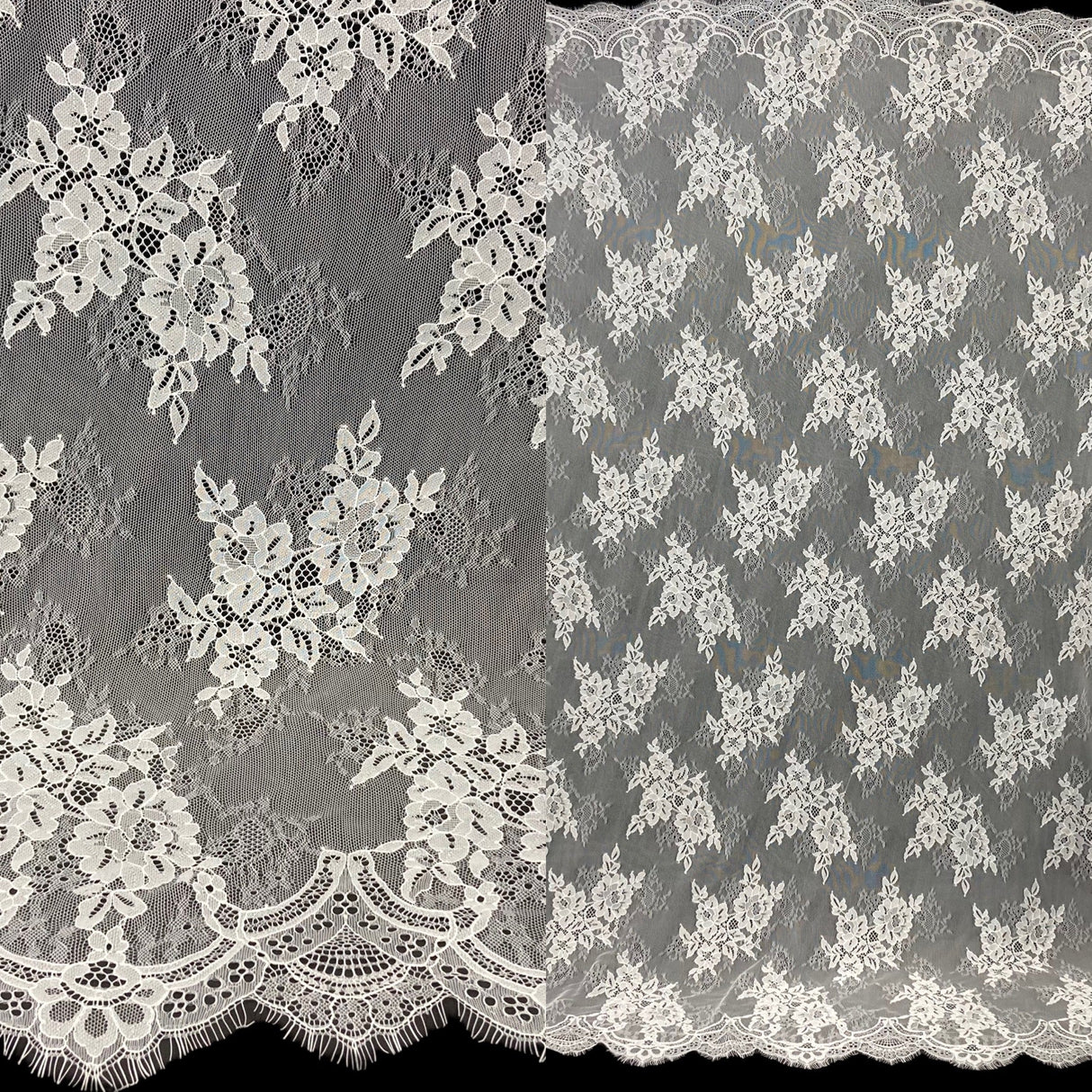 Embroidered Lace Fabric with Eyelash Scallop
