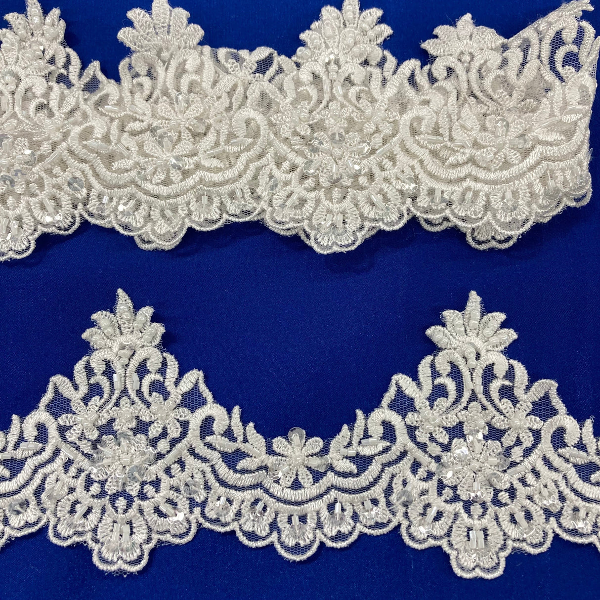 Beaded Lace Trimming 100% Polyester Net Mesh 3"