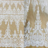 1 Yard Elegant Corded Bridal Lace Embroidered on Soft Polyester Net Mesh Fabric