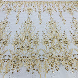 Beaded Lace Fabric on Polyester Net Mesh