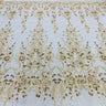 Beaded Lace Fabric on Polyester Net Mesh