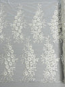Rosa 3D Floral Design With Rhinestones Polyester Fabric - 3D Floral Embroidered Mesh Lace, 54" Width (1 Yard)