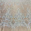 Beaded Lace Fabric on Polyester Net Mesh