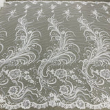 Beaded Corded Bridal Lace Fabric