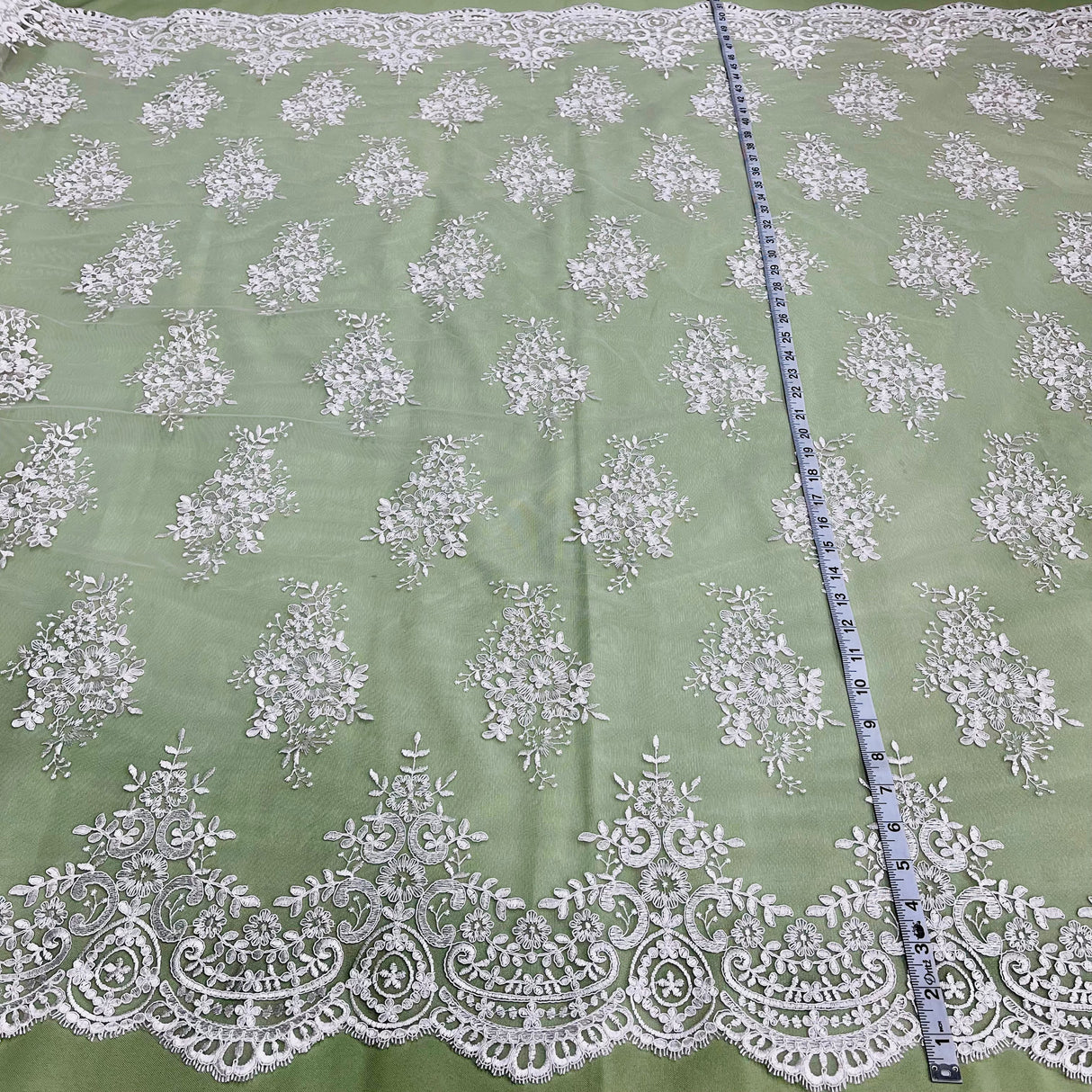 Corded Bridal Lace Fabric Embroidered Mesh
