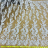1 Yard Handmade Beaded Lace Fabric Embroidered on Polyester Net Mesh 54 inch Width