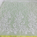 1 Yard Elegant Beaded Lace Fabric Embroidered on Polyester Net Mesh