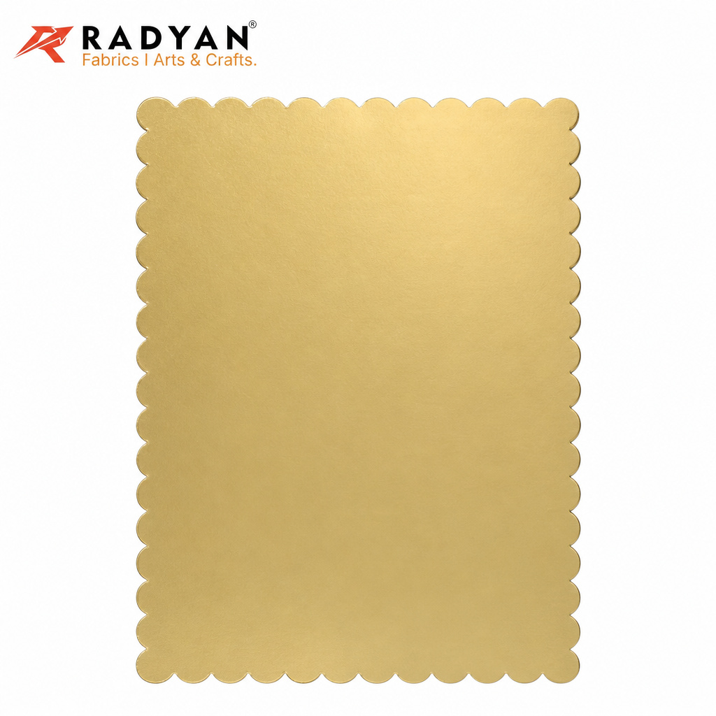 RADYAN 2mm Extra Thick Food Grade Cake Board Waterproof Scalloped Rectangle Cake Tray