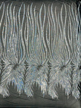 Wing Sequin Polyester Fabric - Angel Wing Sequin Mesh, 54" Width (1 Yard)