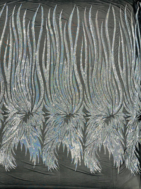 Wing Sequin Polyester Fabric - Angel Wing Sequin Mesh, 54" Width (1 Yard)